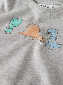 NAME IT Sweatshirt Sikko Front Print Grey Melange